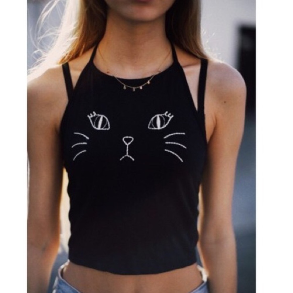 brandy melville womens sachi halter tank cat